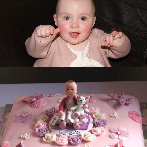 Cake topper of baby christening